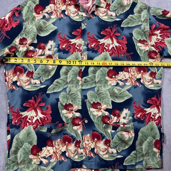Vintage Chaps Ralph Lauren Shirt Mens XL‎ Blue Green Hawaiian Tropical Floral - Picture 3 of 7